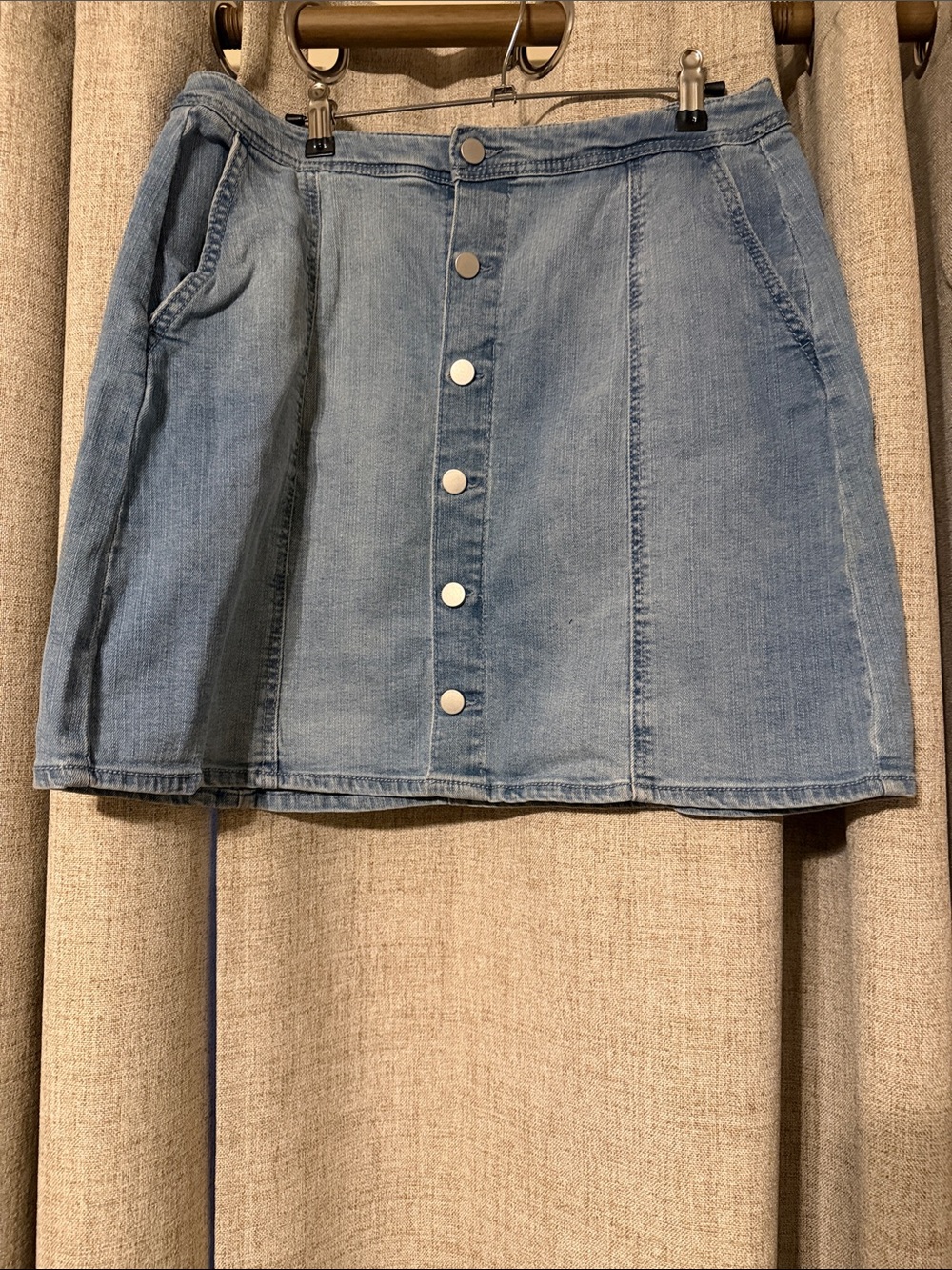 A new day - Classic Button-Front Light Blue Denim Skirt size 14